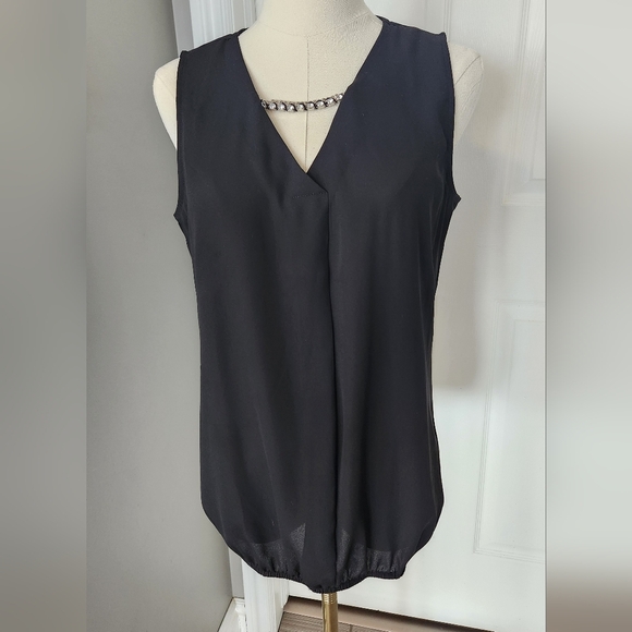 Black sleeveless top with removable rhinestone detail at neckline - Picture 2 of 10